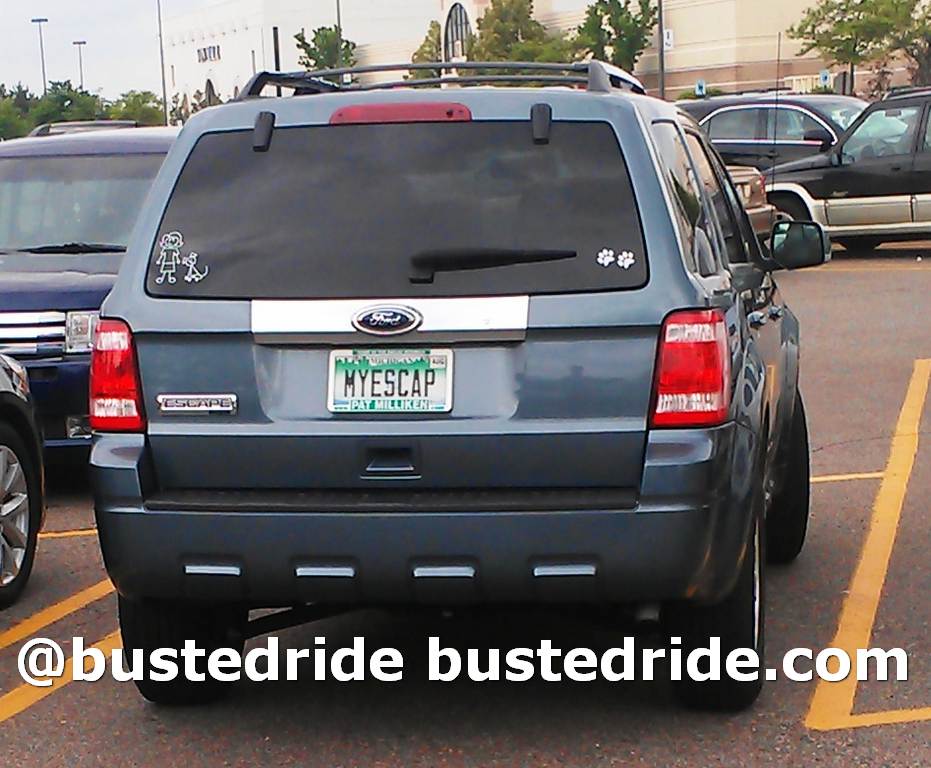 MYESCAP - Vanity License Plate by Busted Ride