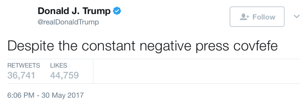 Covfefe tweet screenshot