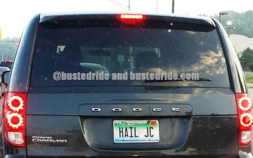HAIL JC - Vanity License Plate by Busted Ride