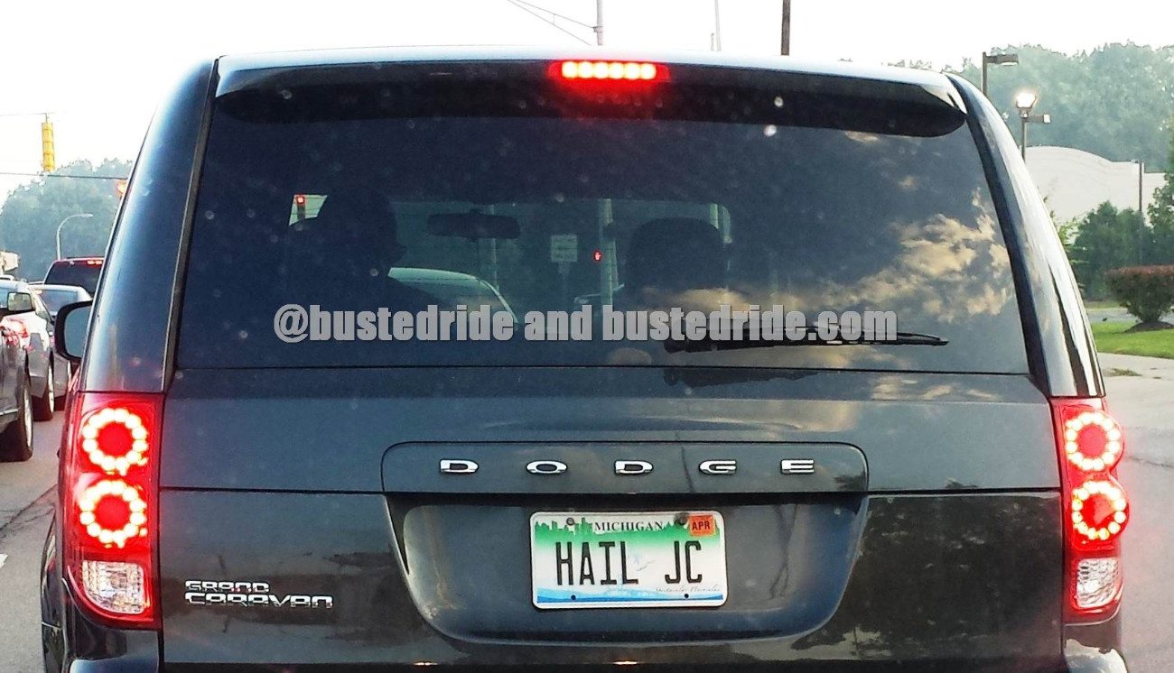 HAIL JC - Vanity License Plate by Busted Ride