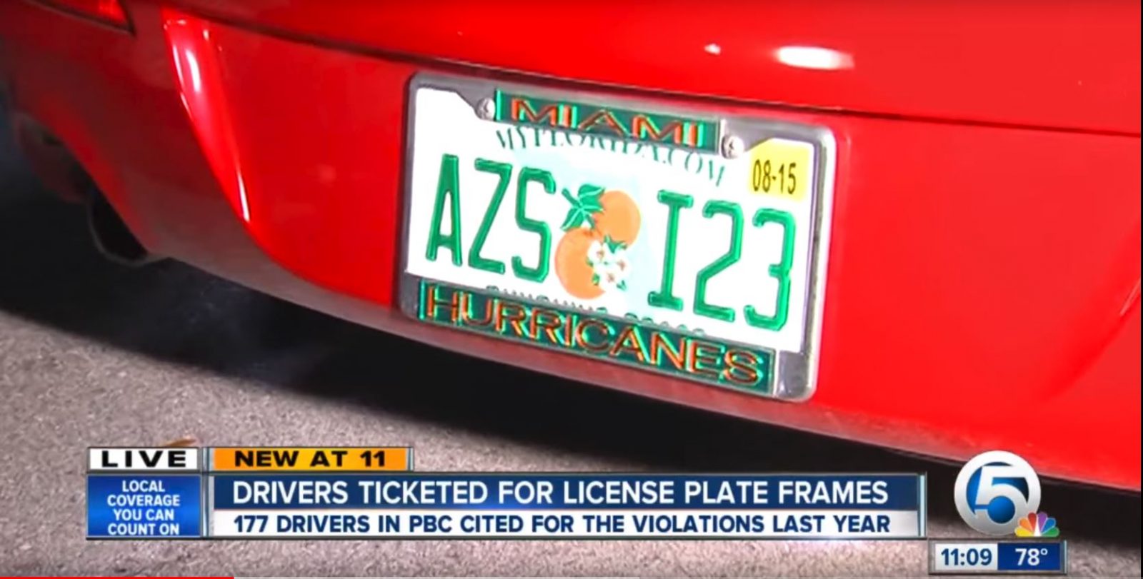 Florida License Plate Frame Law - Vanity License Plate by Busted Ride