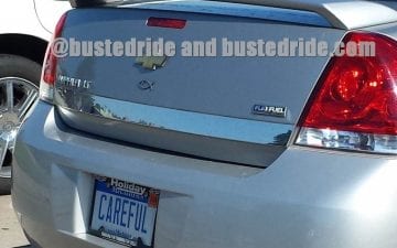 Careful - Vanity License Plate by Busted Ride