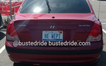 HE WEPT - Vanity License Plate by Busted Ride