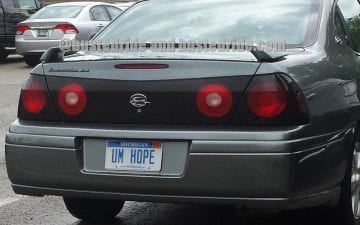 Um Hope - Vanity License Plate by Busted Ride
