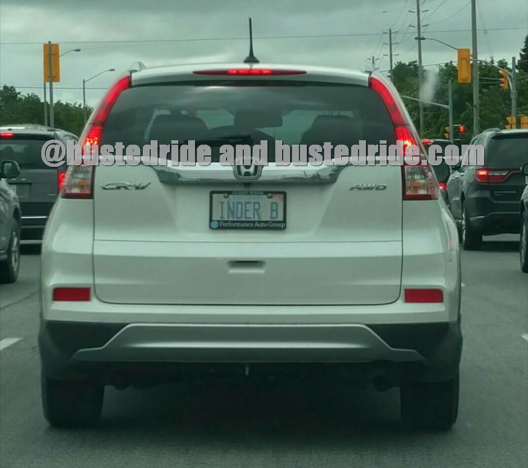 INDER B (Ontario) - Vanity License Plate by Busted Ride