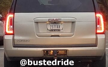 237TAX - Vanity License Plate by Busted Ride