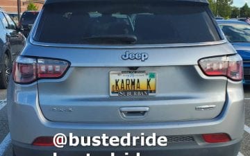 KARMA K - Vanity License Plate by Busted Ride