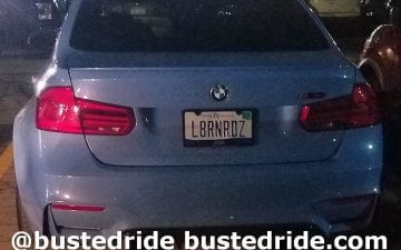 L8RNRDZ - Vanity License Plate by Busted Ride