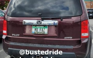 MD FAZ - Vanity License Plate by Busted Ride