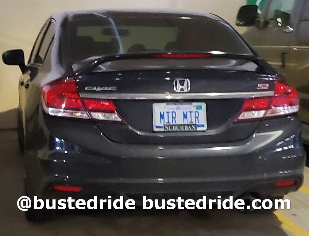 MIR MIR - Vanity License Plate by Busted Ride