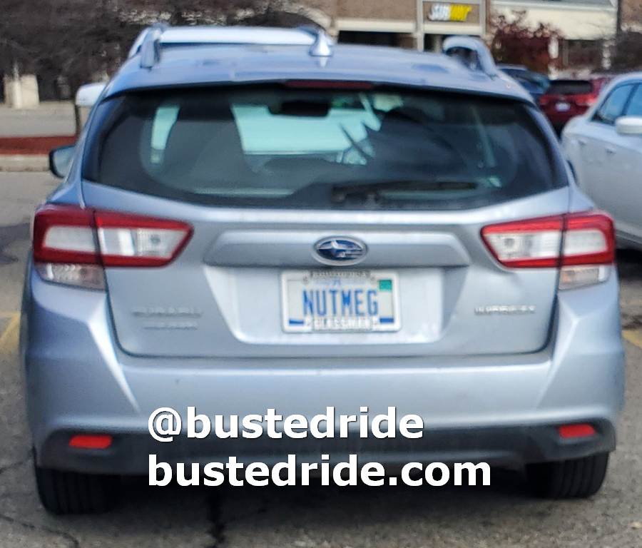NUTMEG - Vanity License Plate by Busted Ride