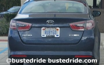 RUBY60 - Vanity License Plate by Busted Ride