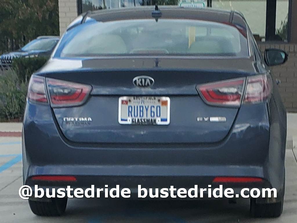 RUBY60 - Vanity License Plate by Busted Ride