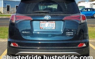 RUE JCOB - Vanity License Plate by Busted Ride