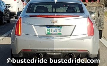 (S)LAWYR - Vanity License Plate by Busted Ride