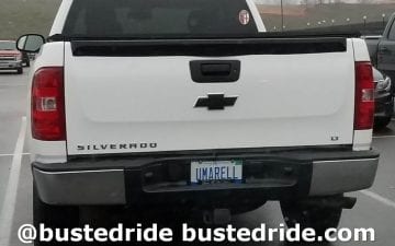 UMARELL - Vanity License Plate by Busted Ride