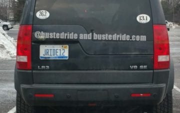 JRIDE12 - Vanity License Plate by Busted Ride