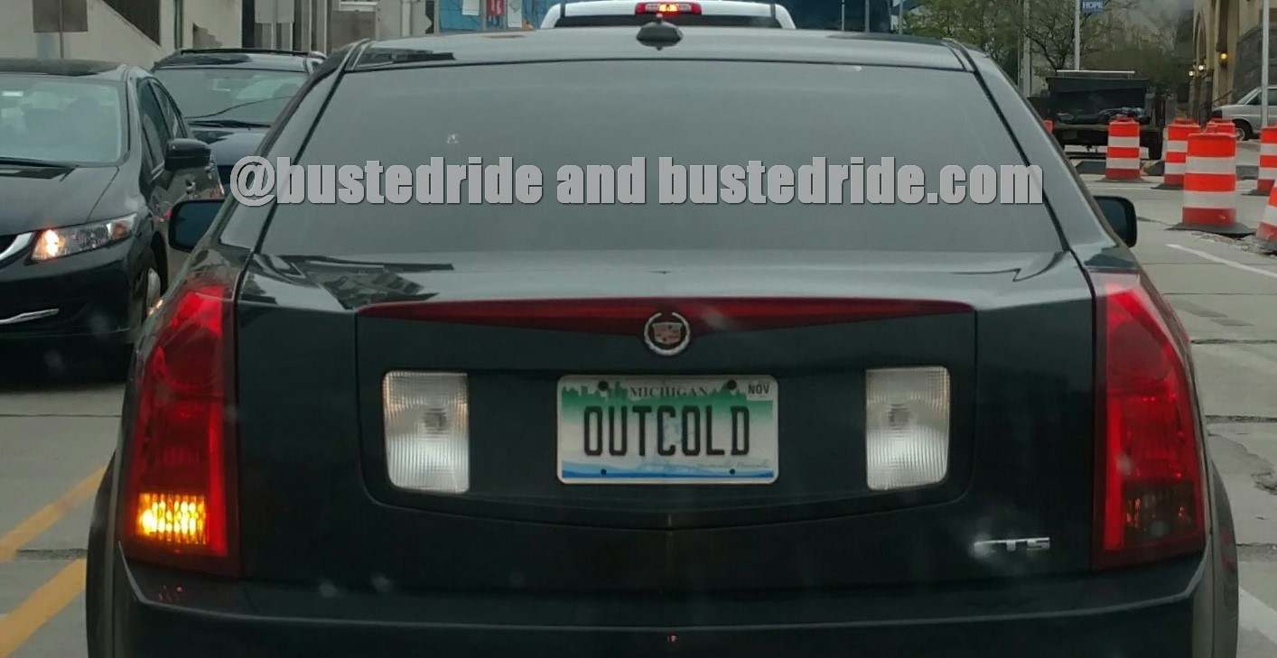 OUTCOLD - Vanity License Plate by Busted Ride