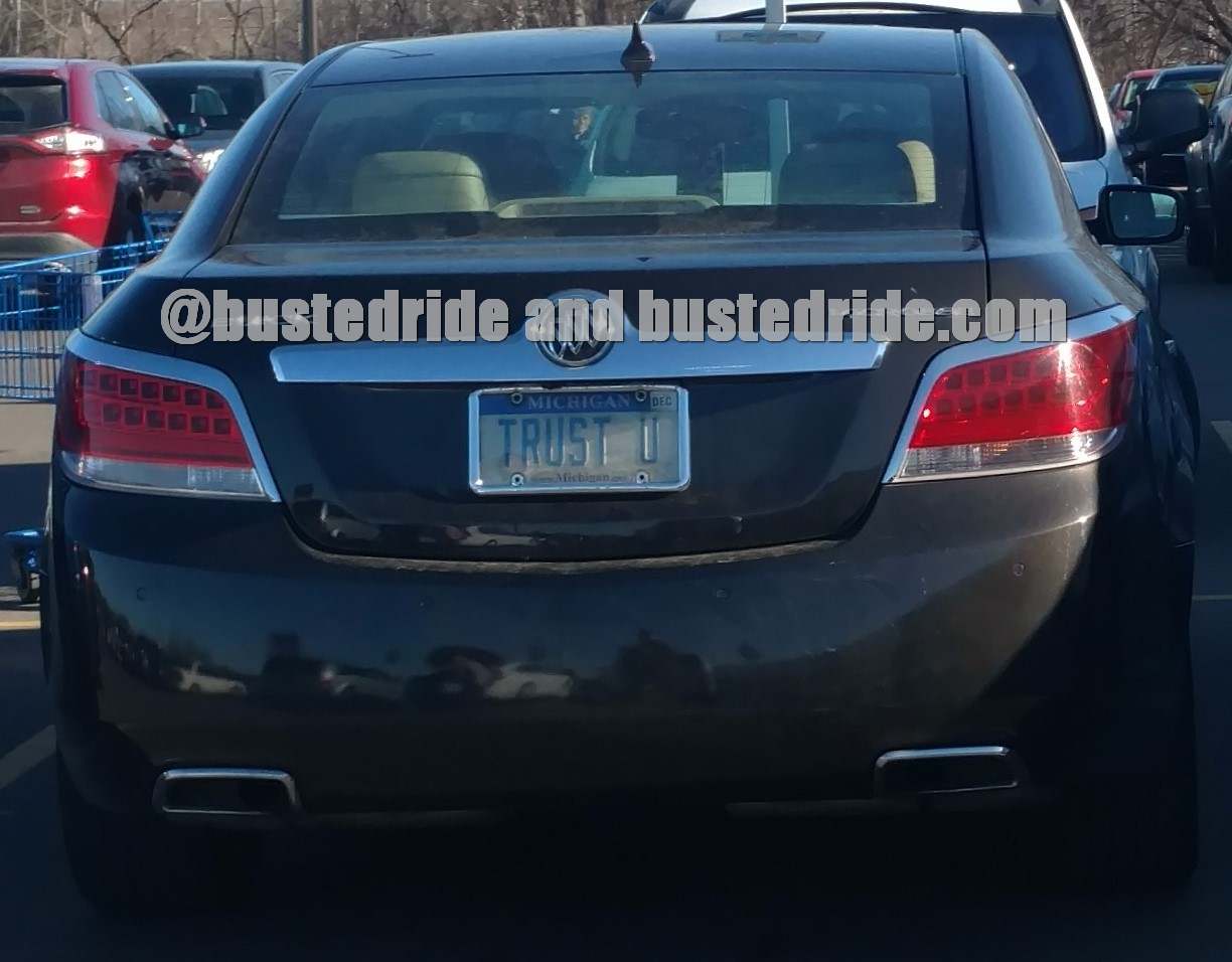TRUST U - Vanity License Plate by Busted Ride
