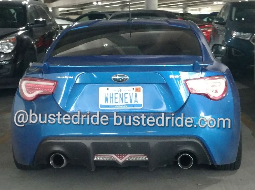 WHENEVA - Vanity License Plate by Busted Ride