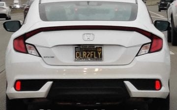 CLR2FLY - Vanity License Plate by Busted Ride