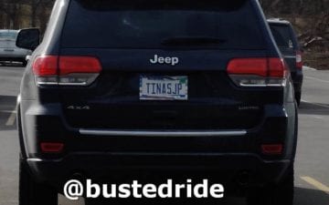 TINASJP - Vanity License Plate by Busted Ride
