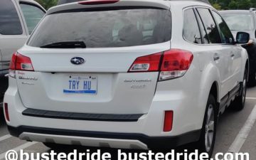 TRY HU - Vanity License Plate by Busted Ride