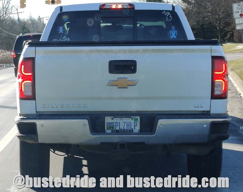 PLZHELP - Vanity License Plate by Busted Ride