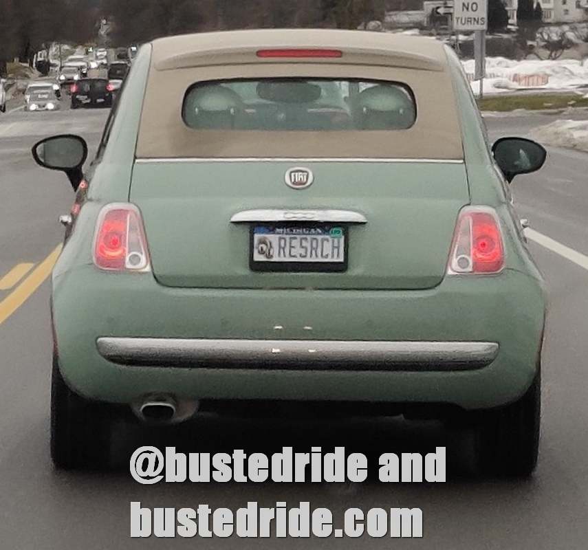 RESRCH - Vanity License Plate by Busted Ride