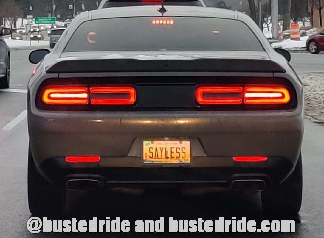 SAYLESS - Vanity License Plate by Busted Ride