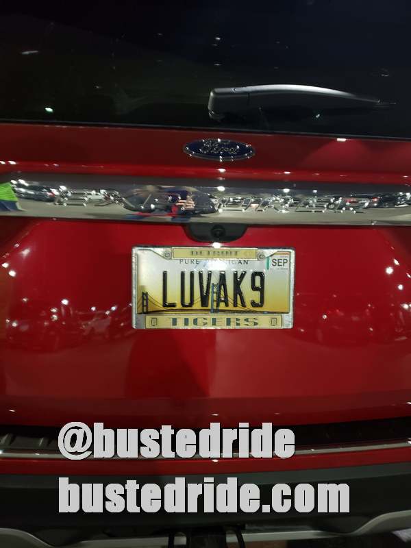 LUVAK9 - Vanity License Plate by Busted Ride