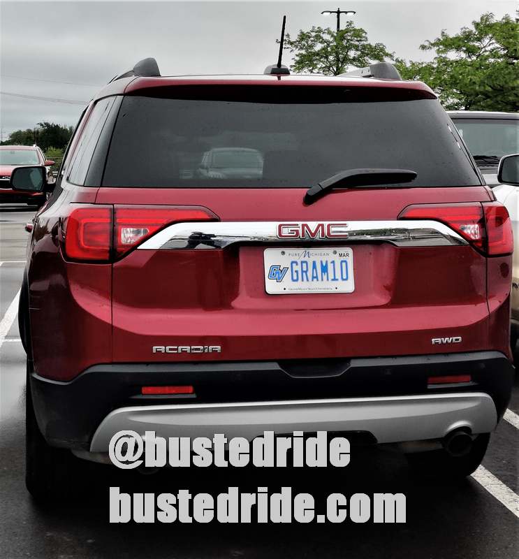 GRAM10 - Vanity License Plate by Busted Ride