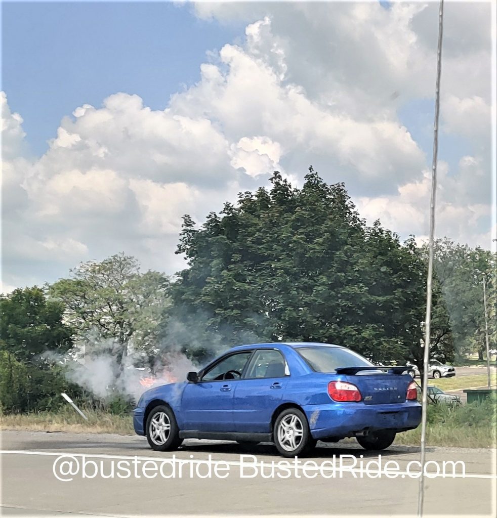 Subaru on fire bustedride