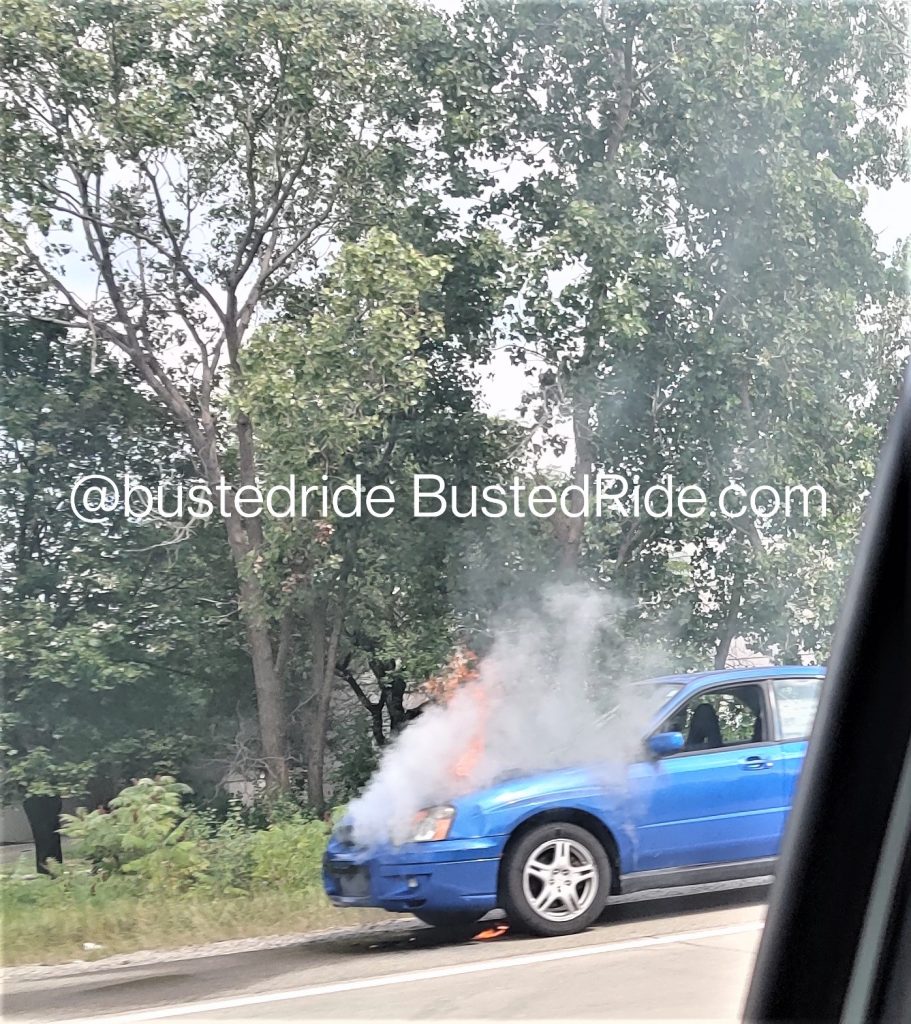 Subaru on fire bustedride