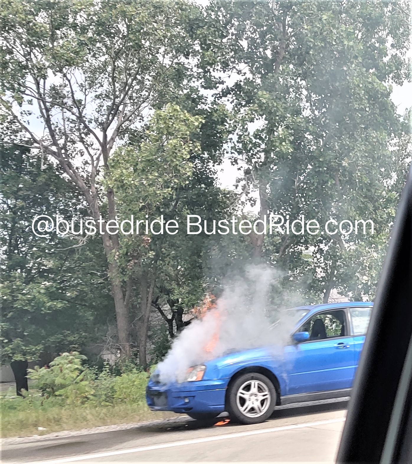 Subaru captured on fire - Busted by Busted Ride