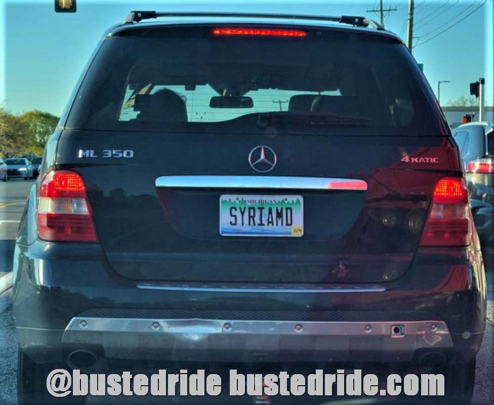 SYRIAMD - Vanity License Plate by Busted Ride