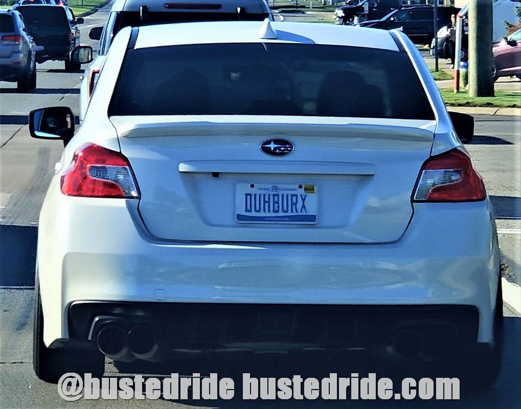 DUHBURX - Vanity License Plate by Busted Ride