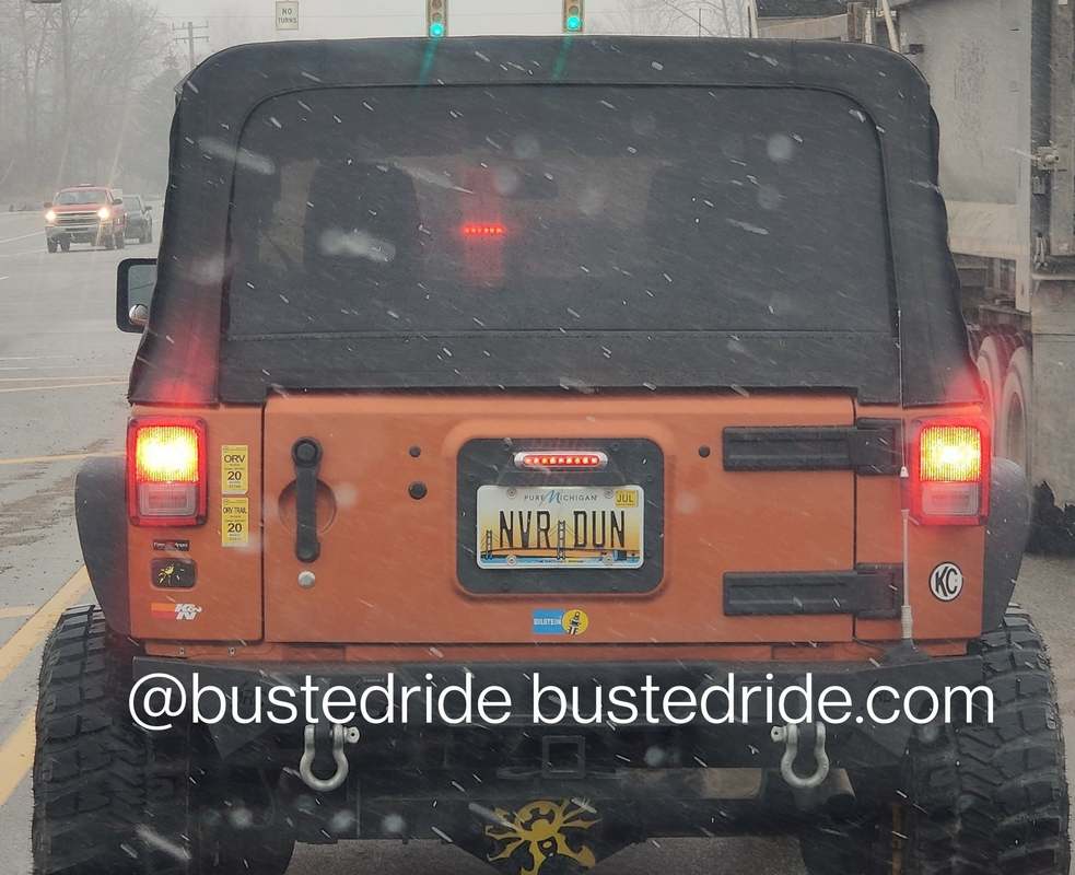 NVR DUN - Vanity License Plate by Busted Ride