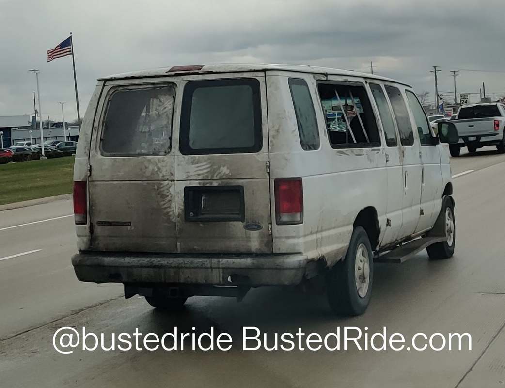 Busted Ford Econoline Van Rear Windows - Vanity License Plate by Busted Ride
