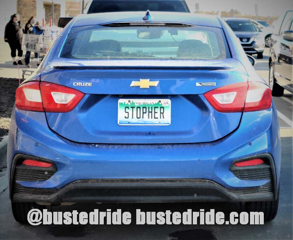 STOPHER - Vanity License Plate by Busted Ride