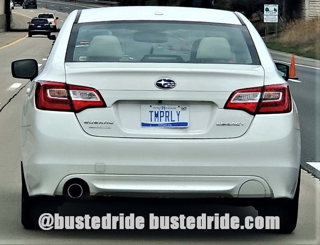 TMPRLY - Vanity License Plate by Busted Ride