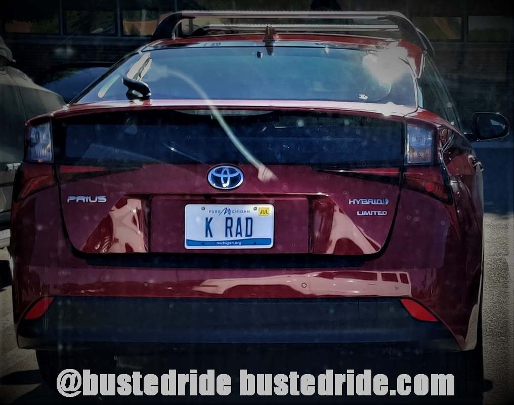 K RAD - Vanity License Plate by Busted Ride