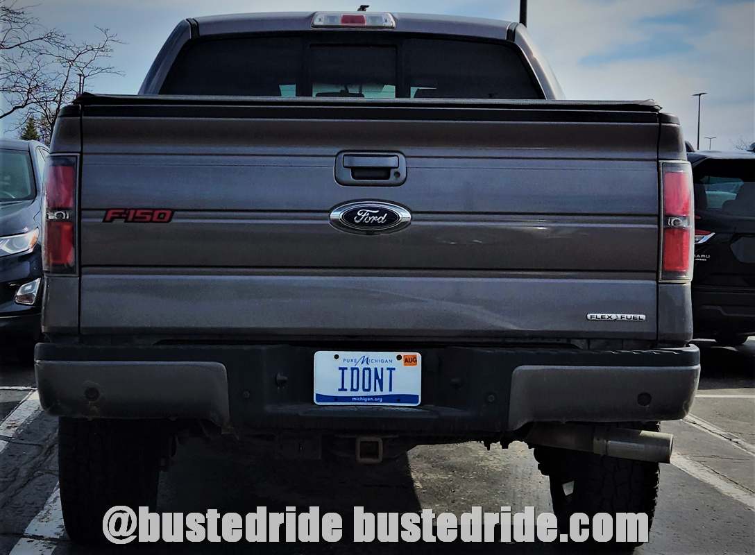 IDONT - Vanity License Plate by Busted Ride