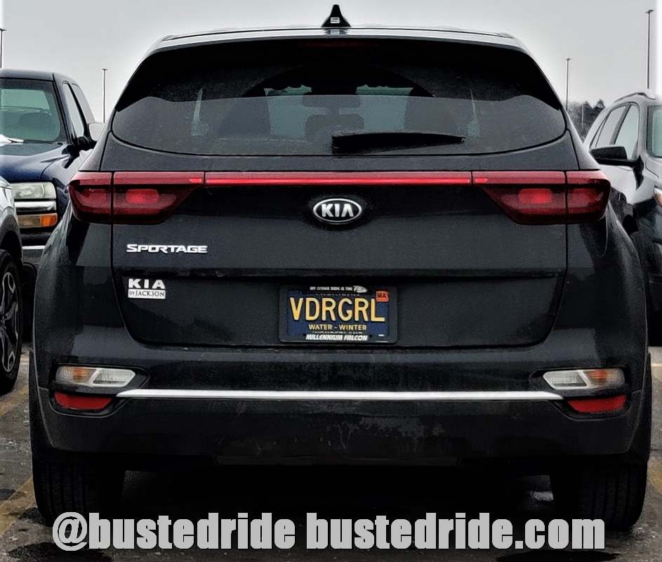 VDRGRL - Vanity License Plate by Busted Ride