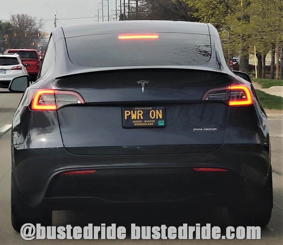 PWR ON - Vanity License Plate by Busted Ride